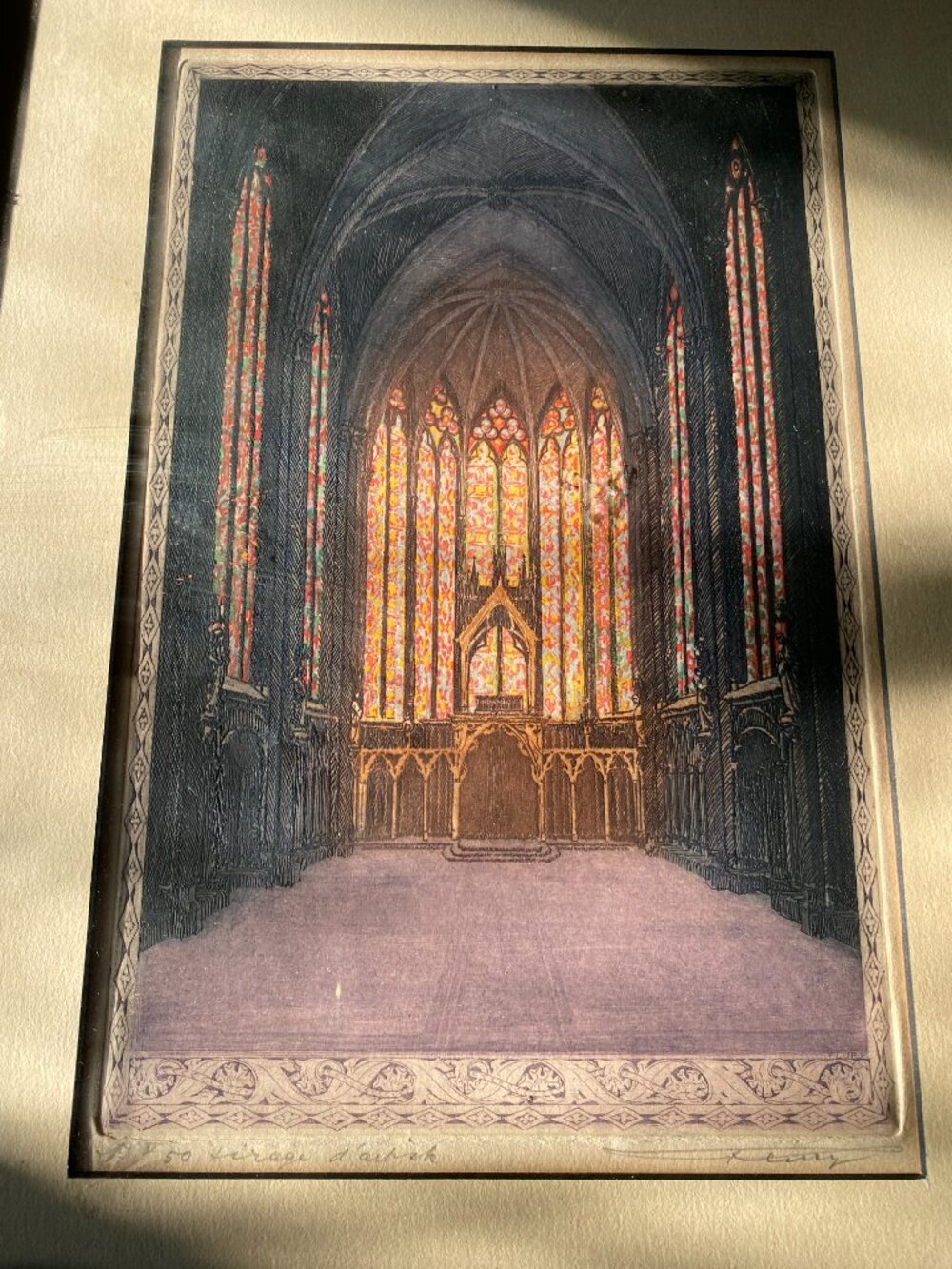 Antique T. Eaton Co. Canada Framed Art Print Sainte-Chapelle Paris France Signed